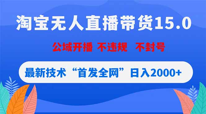 淘宝无人直播带货15.0,不封号,不违规,公域玩法,首发全网日入2000+-优优云网创