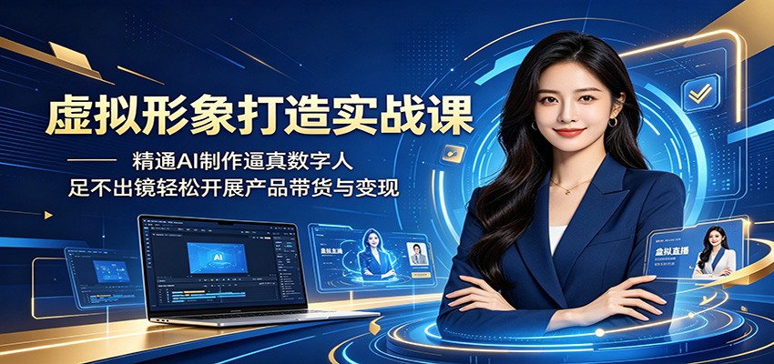 虚拟形象打造实战课：精通AI制作逼真数字人，足不出镜轻松开展产品带货与变现-优优云网创