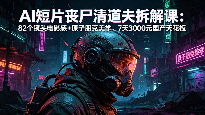 AI短片《丧尸清道夫》拆解课：82个镜头电影感+原子朋克美学，7天3000元国产天花板-优优云网创