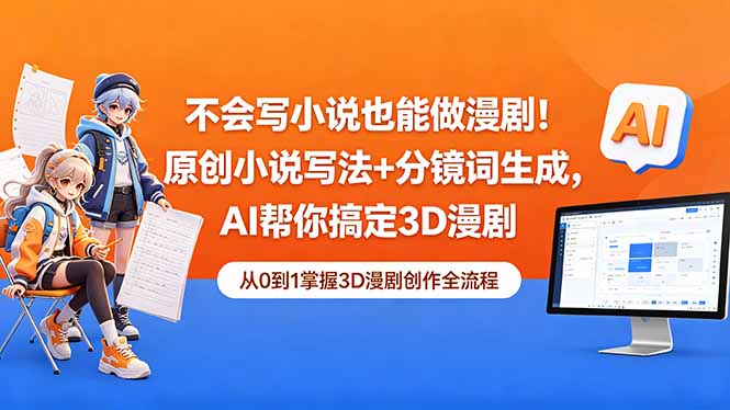 不会写小说也能做漫剧！原创小说写法+分镜词生成，AI帮你搞定3D漫剧-优优云网创