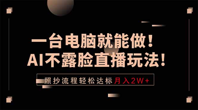 一台电脑就能做！AI不露脸直播玩法，照抄流程轻松达标月入2W+-优优云