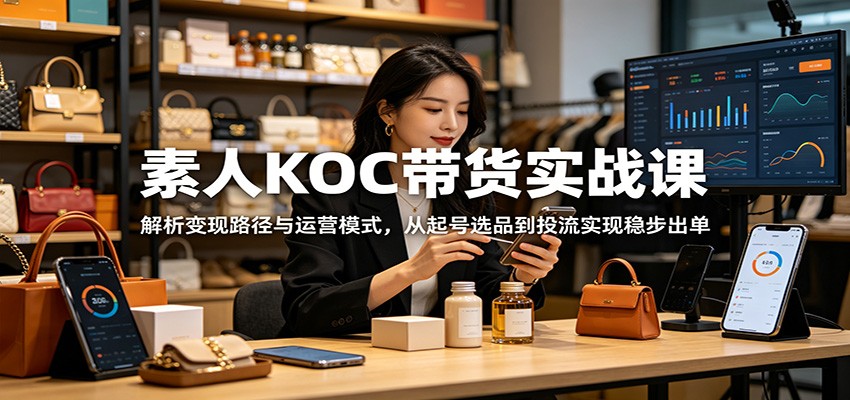 素人KOC带货实战课：解析变现路径与运营模式，从起号选品到投流实现稳步出单-优优云网创
