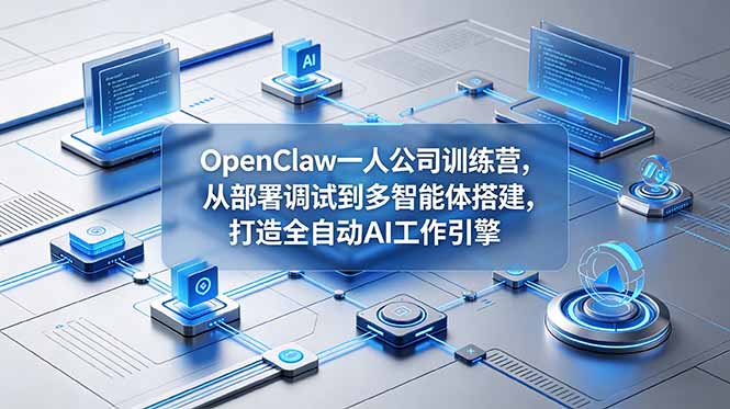 OpenClaw 一人公司训练营，从部署调试到多智能体搭建，打造全自动 AI 工作引擎-优优云网创