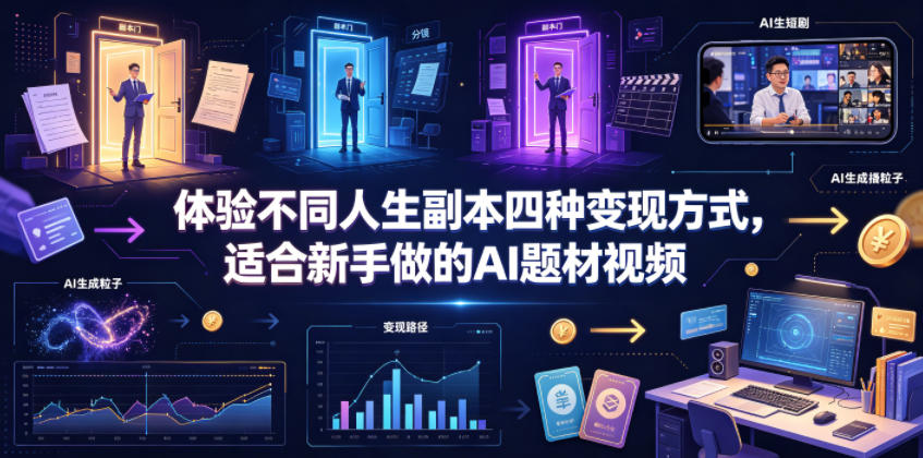 体验不同人生副本四种变现方式，适合新手做的AI题材视频-优优云网创