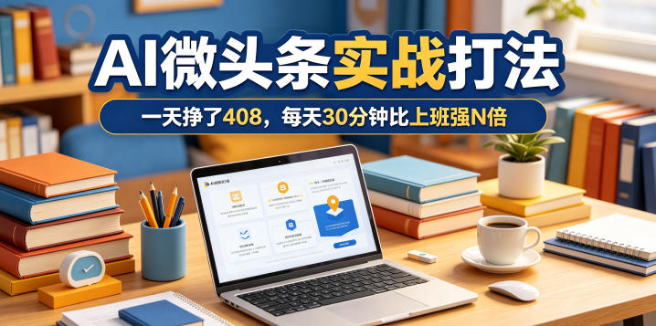 一天挣了408，AI微头条实战打法，每天30分钟比上班强N倍-优优云网创