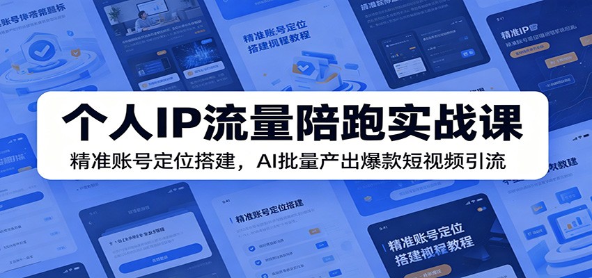 个人IP流量陪跑实战课：精准账号定位搭建，AI批量产出爆款短视频引流-优优云网创