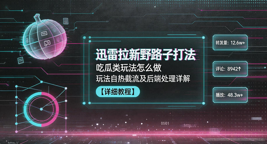 迅雷拉新野路子打法，吃瓜类玩法怎么做，玩法自热截流及后端处理详解-优优云网创