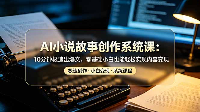AI小说故事创作系统课：10分钟极速出爆文，零基础小白也能轻松实现内容变现-优优云网创