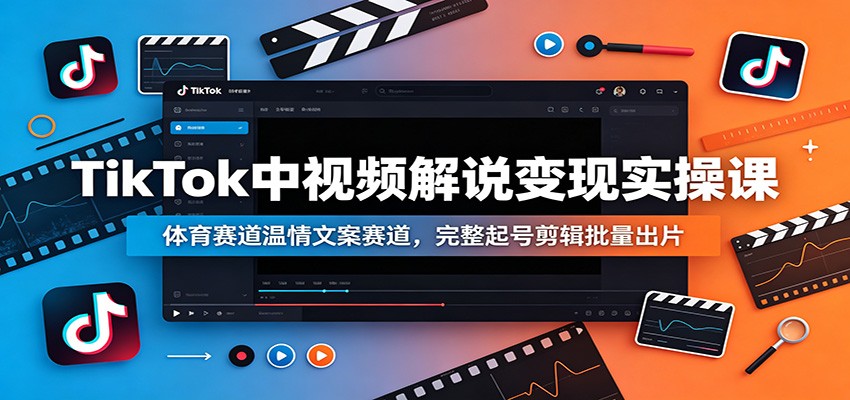 TikTok中视频解说变现实操课：体育赛道温情文案赛道，完整起号剪辑批量出片-优优云网创