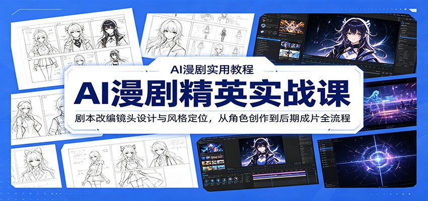 AI漫剧精英实战课:剧本改编镜头设计与风格定位,从角色创作到后期成片全流程-优优云网创
