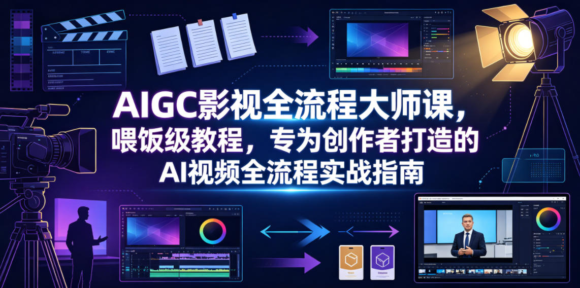 AIGC影视全流程大师课，喂饭级教程，专为创作者打造的AI视频全流程实战指南-优优云网创