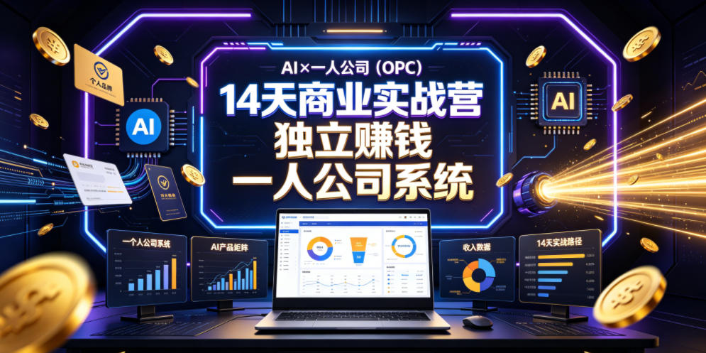 AI×一人公司(OPC)14天商业实战营，用AI帮你搭建一个属于你自己的、能独立賺钱的一人公司系统-优优云网创