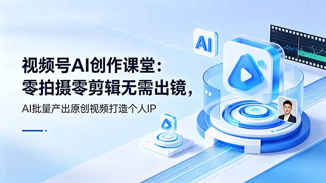 视频号AI创作课堂：零拍摄零剪辑无需出镜，AI批量产出原创视频打造个人IP-优优云网创