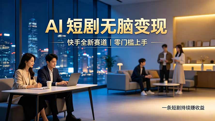 别乱找副业了，快手 AI 短剧零门槛长久被动增收-优优云网创
