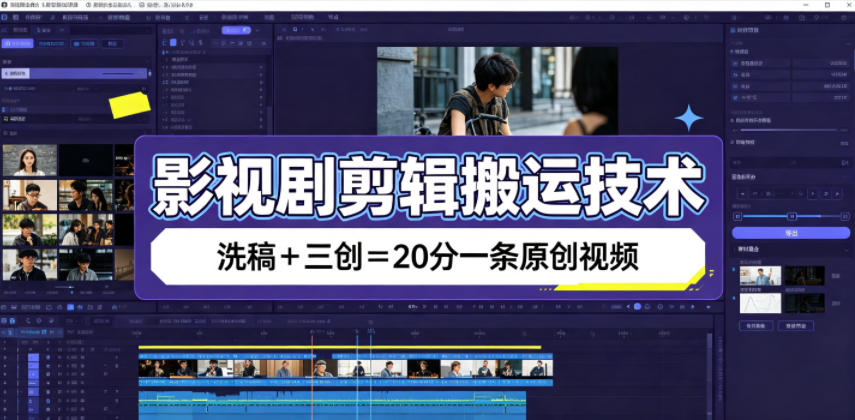 影视剧剪辑搬运技术，洗稿+三创=20分一条原创视频-优优云网创