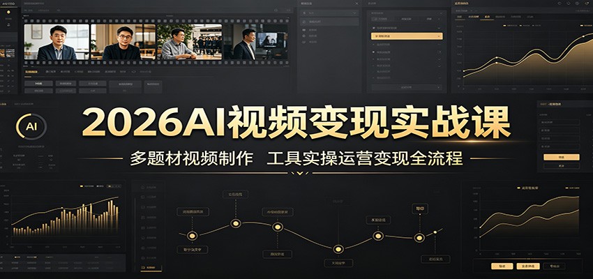 2026AI视频变现实战课：多题材视频制作，工具实操运营变现全流程-优优云网创
