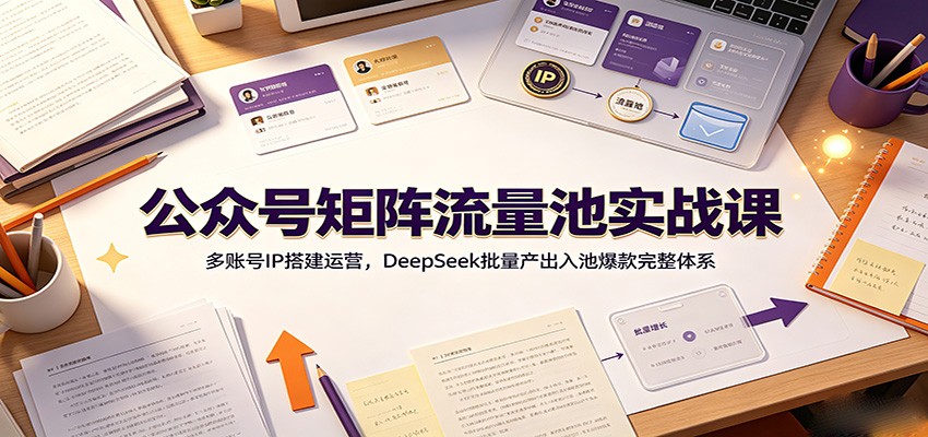 公众号矩阵流量池实战课：多账号IP搭建运营，DeepSeek批量产出入池爆款完整体系-优优云网创