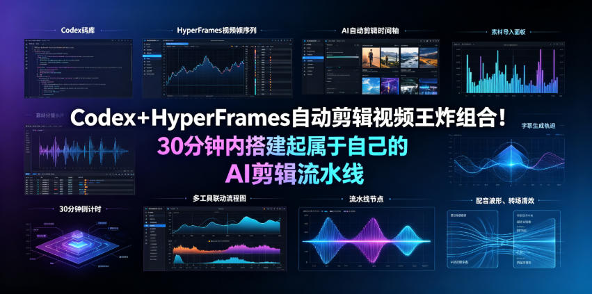 Codex＋HyperFrames自动剪辑视频王炸组合！30分钟内搭建起属于自己的AI剪辑流水线(完整版实操教程手册)-优优云网创