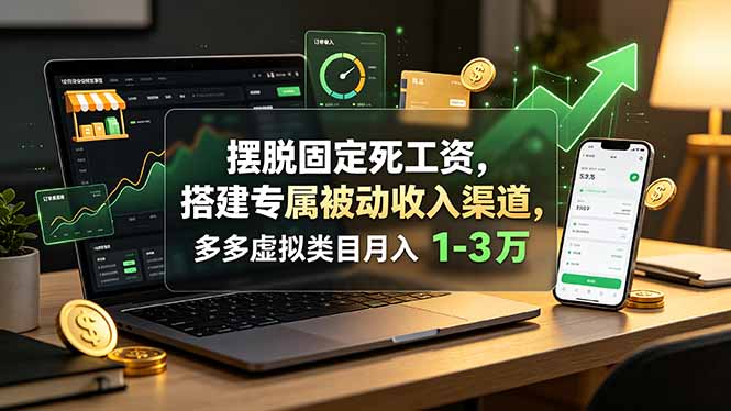 摆脱固定死工资，搭建专属被动收入渠道，多多虚拟类目月入 1-3 万-优优云网创