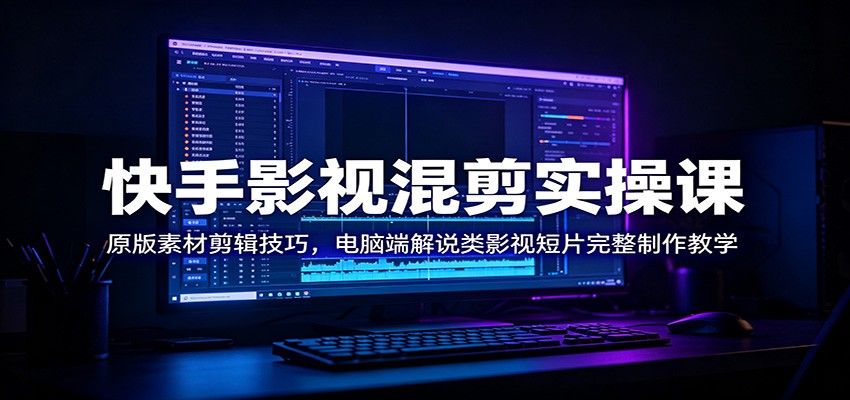 快手影视混剪实操课：原版素材剪辑技巧，电脑端解说类影视短片完整制作教学-优优云网创