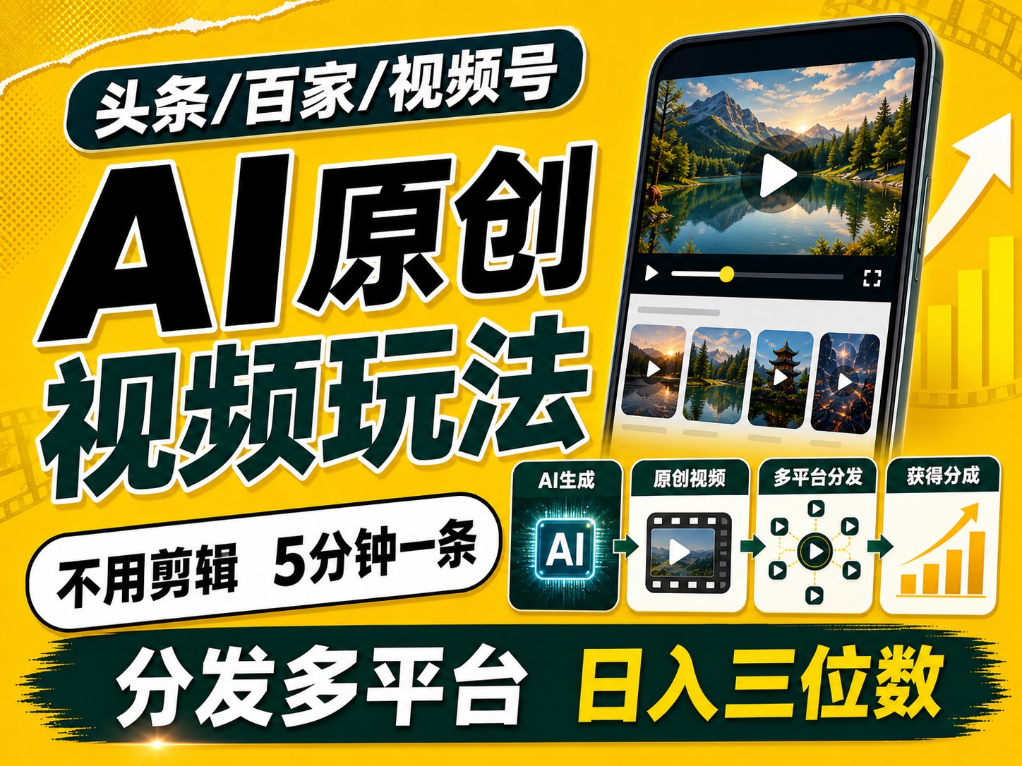 2026头条百家号升级玩法 5分钟一条原创视频 发多平台赚收-优优云网创