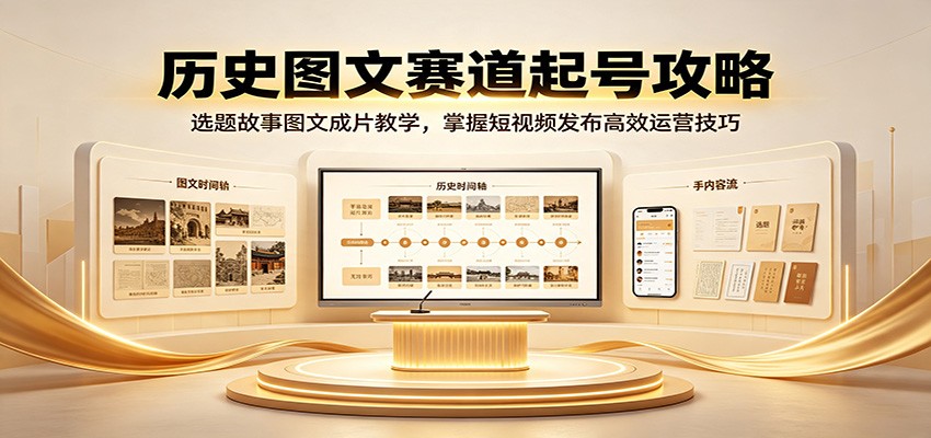 历史图文赛道起号攻略：选题故事图文成片教学，掌握短视频发布高效运营技巧-优优云网创