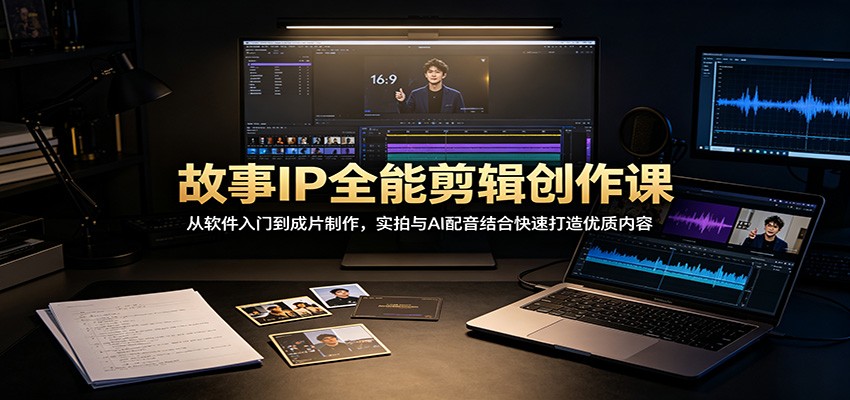 故事IP全能剪辑创作课：从软件入门到成片制作，实拍与AI配音结合快速打造优质内容-优优云网创
