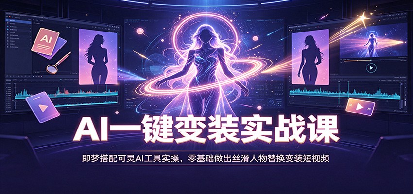 AI一键变装实战课：即梦搭配可灵AI工具实操，零基础做出丝滑人物替换变装短视频-优优云网创