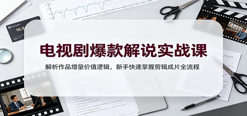 电视剧爆款解说实战课：解析作品增量价值逻辑，新手快速掌握剪辑成片全流程-优优云网创