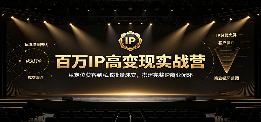百万IP高变现实战营：从定位获客到私域批量成交，搭建完整IP商业闭环-优优云网创