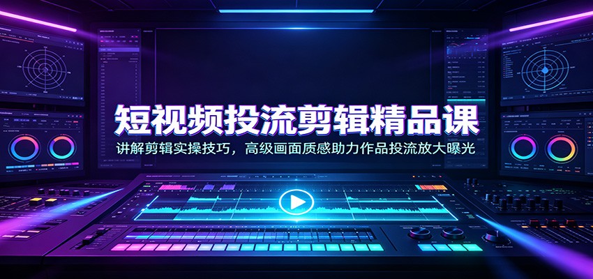 短视频投流剪辑精品课：讲解剪辑实操技巧，高级画面质感助力作品投流放大曝光-优优云网创