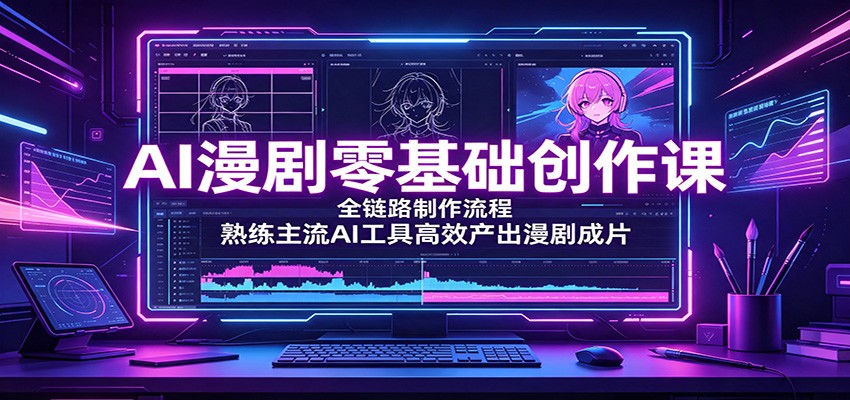 AI漫剧零基础创作课：全链路制作流程，熟练主流AI工具高效产出漫剧成片-优优云网创