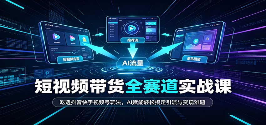 短视频带货全赛道：吃透抖音快手视频号玩法，AI赋能轻松搞定引流与变现难题-优优云网创