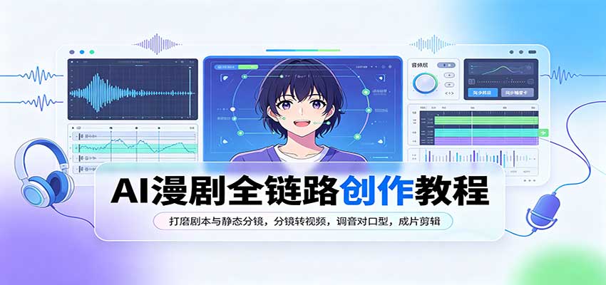 AI漫剧全链路创作教程：打磨剧本与静态分镜，分镜转视频，调音对口型，成片剪辑-优优云网创