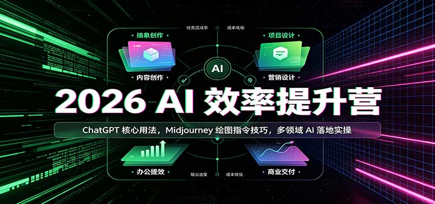 2026 AI效率提升营：ChatGPT核心用法，Midjourney绘图指令技巧，多领域AI落地实操-优优云网创