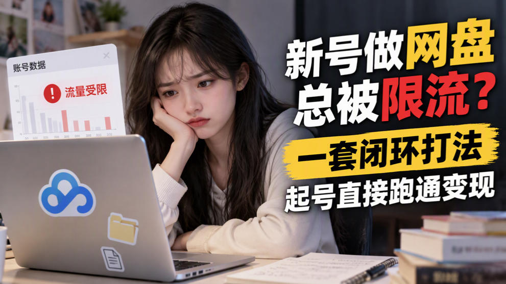 新号做网盘总被限流?一套闭环打法,起号直接跑通变现-优优云网创
