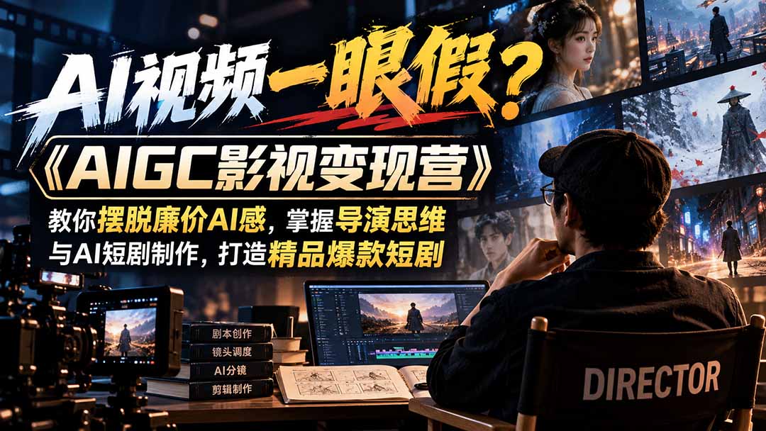 【无水印】AI视频一眼假？《AIGC影视变现营》教你摆脱廉价AI感，掌握导演思维与AI短剧制作，打造精品爆款短剧-优优云网创