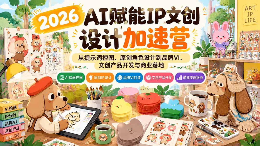 2026AI赋能IP文创设计加速营：从提示词控图、原创角色设计到品牌VI、文创产品开发与商业落地-优优云网创
