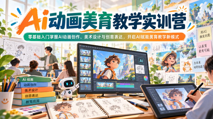 Ai动画美育教学实训营，零基础入门掌握AI动画创作、美术设计与创意表达，开启AI赋能美育教学新模式-优优云网创