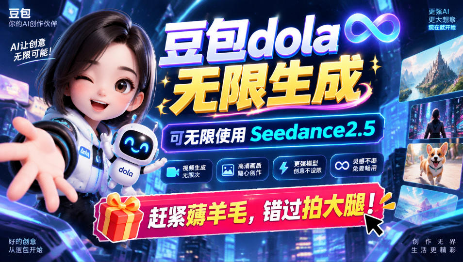 1029最新豆包dola无限生成技术，可以无限生成sseedance2.5，赶紧薅羊毛，和谐拍大腿-优优云网创