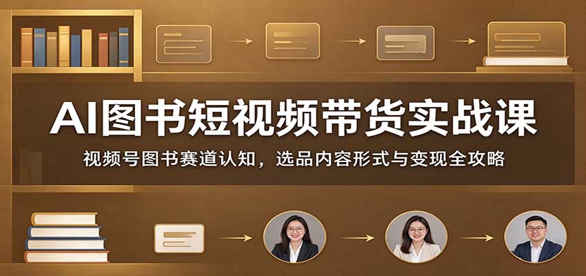 AI图书短视频带货实战课：视频号图书赛道认知，选品内容形式与变现全攻略-优优云网创