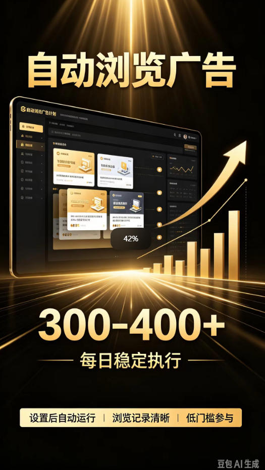 自动浏览广告计划，0门槛副业，日入300-400，躺賺稳定风口项目，无需人工操作，解放双手【揭秘】-优优云网创
