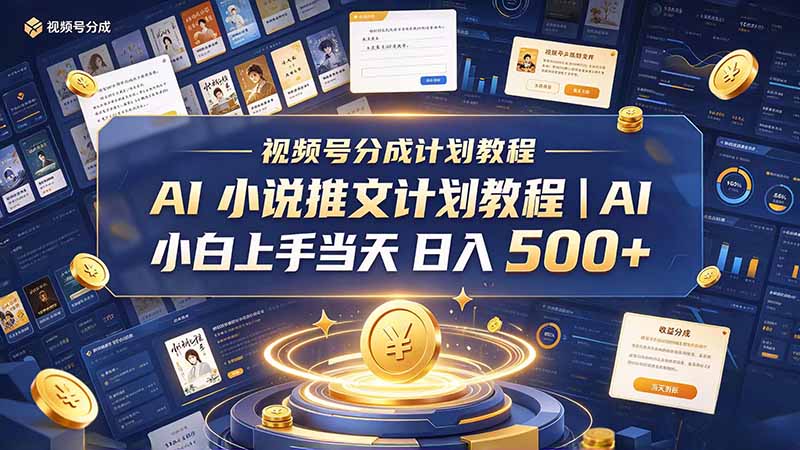 最新视频号分成计划教程|AI 小说推文,小白上手当天日入 500+-优优云网创