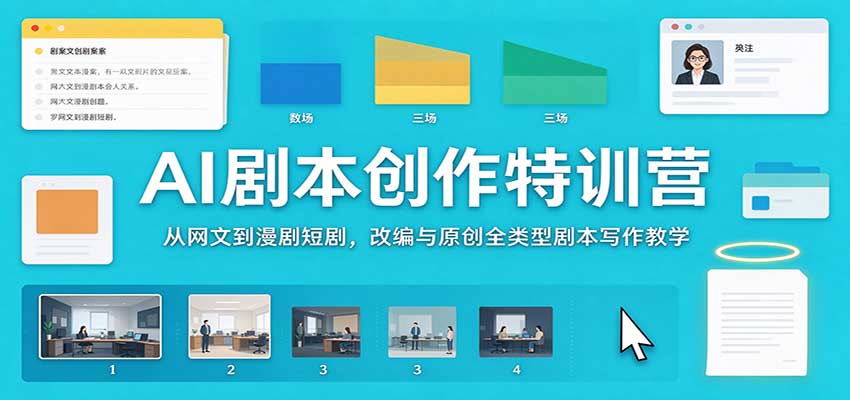 AI剧本创作特训营：从网文到漫剧短剧，改编与原创全类型剧本写作教学-优优云网创