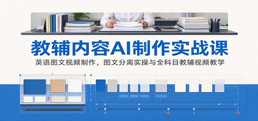 AI制作教辅内容实战课:英语图文视频制作,图文分离实操与全科目教辅视频教学-优优云网创