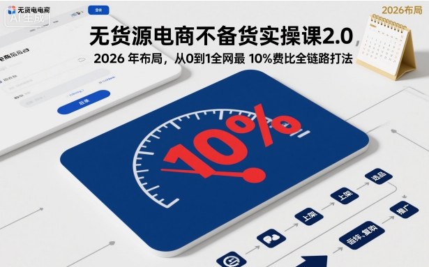 无货源电商不备货实操课2.0，2026年布局，从0到1全网最低10%费比全链路打法【更新261010】-优优云网创
